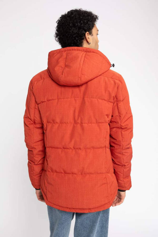 Down Jacket Insulated Removable Hooded Fleece Lining Waterproof Orange - 9