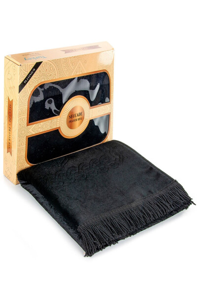 Dowry Boxed Lined Sponge Gift Thick Velvet Prayer Rug Black - 1