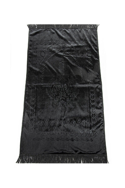 Dowry Boxed Lined Sponge Gift Thick Velvet Prayer Rug Black - 2