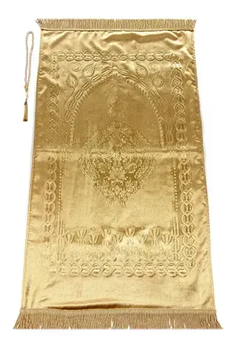 Dowry Boxed Lined Sponge Gift Thick Velvet Prayer Rug Gold-Brown - 1