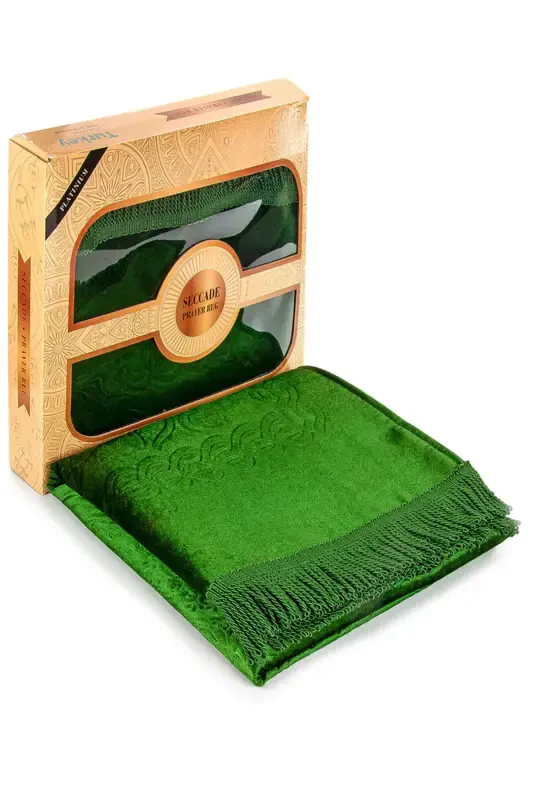 Dowry Boxed Lined Sponge Gift Thick Velvet Prayer Rug Green-Green - 1