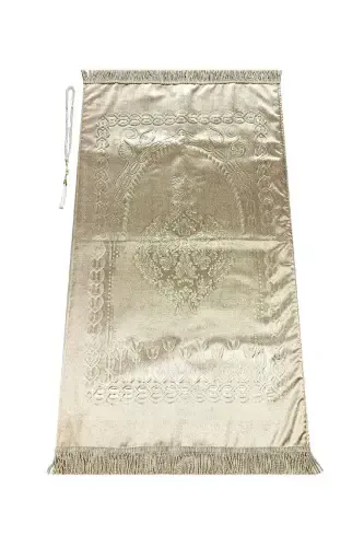 Dowry Boxed Lined Spongy Gift Thick Velvet Prayer Rug Cream-Cream - 1
