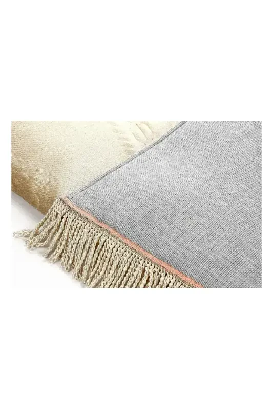 Dowry Boxed Lined Spongy Gift Thick Velvet Prayer Rug Cream-Cream - 5