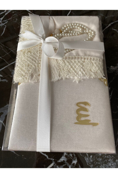 Dowry, Gift, 4-Piece Bridal Bag Set, Needle Lace Prayer Mat, Taffeta Prayer Rug, Yasin, Tasbih 