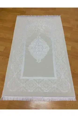 Dowry Gift Boxed Cream Prayer Rug Set Luxury Taffeta Prayer Rug, Pearl Rosary-CREAM - MODAZONE (1)