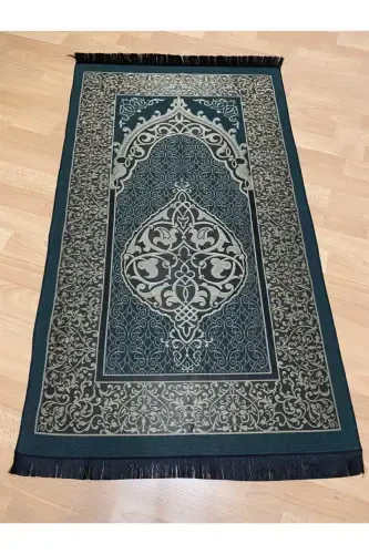 Dowry Gift Boxed Green Prayer Rug Set Luxury Taffeta Prayer Rug-GREEN - AYHANHOME (1)