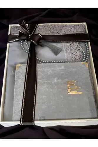 Dowry, Gift, Bride Bundle Set, Needle Lace Prayer Cover, Yasin, Rosary-GRAY2 - AYHANHOME (1)