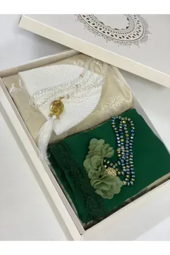 Dowry Prayer Rug Set-Green - 1