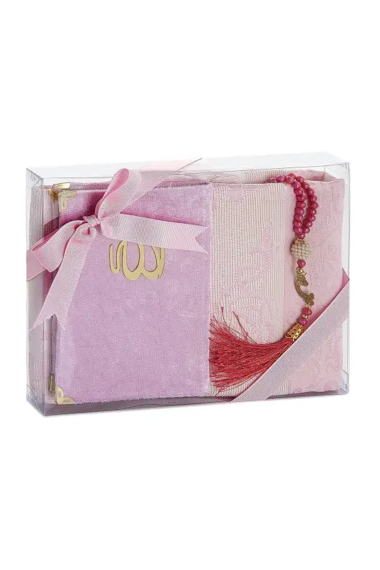 Dowry Prayer Rug Set Luxury Prayer Set - Pink Color - Pink - 2