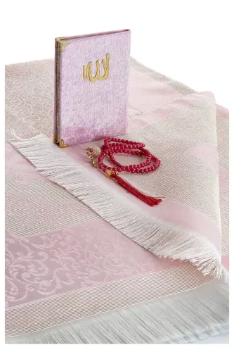 Dowry Prayer Rug Set Luxury Prayer Set - Pink Color - Pink - 3