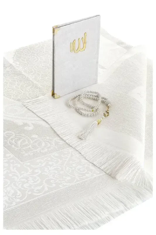 Dowry Prayer Rug Set Luxury Worship Set - Cream Color-Cream - 3