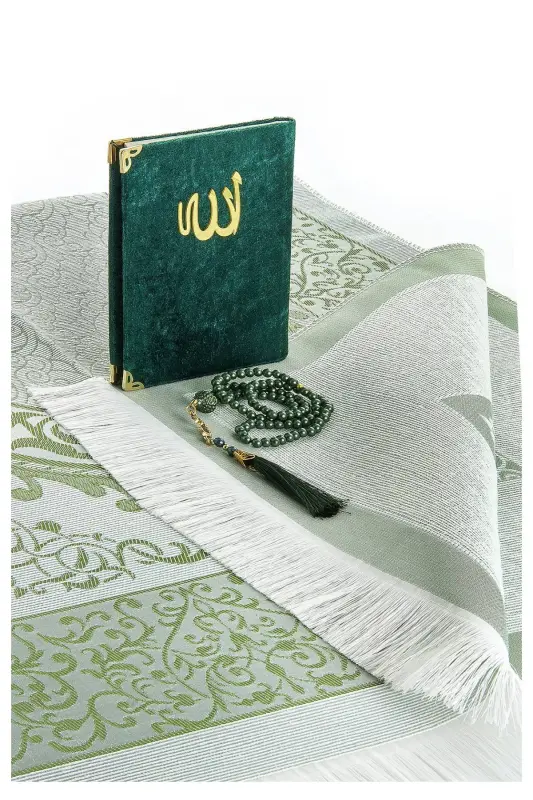 Dowry Prayer Rug Set Luxury Worship Set - Green Color - 1