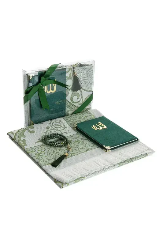 Dowry Prayer Rug Set Luxury Worship Set - Green Color - IHVAN ONLINE