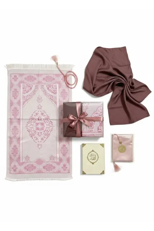 Dowry Rug, Gift, 5-Piece Bridal Dowry, Taffeta Rug, Yasin, Tasbeeh, Shawl, Prayer, Hajj Umrah - YILDIZHAN STORE