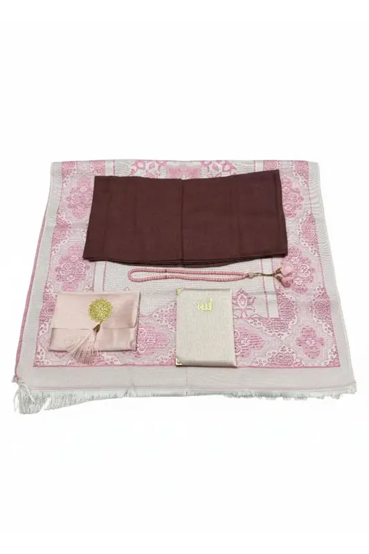 Dowry Rug, Gift, 5-Piece Bridal Dowry, Taffeta Rug, Yasin, Tasbeeh, Shawl, Prayer, Hajj Umrah - 5