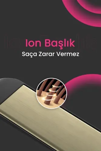 Dp-08 Seramik Kaplı Pembe Detay Saç Düzleştirici - Pembe 
