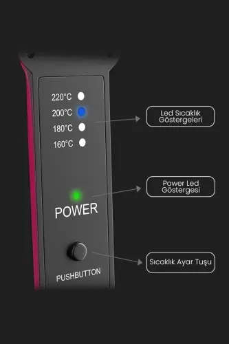 Dp-08 Seramik Kaplı Pembe Detay Saç Düzleştirici - Pembe - 4
