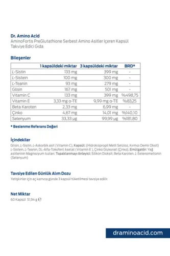Dr. Aminokislota Aminofortis Preglutatiyon 60 Kapsula | Aminokislota - 3