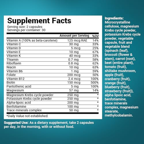 Dr. Berg Tam Gıda Multivitamin ve Mineraller - Erkekler ve Kadınlar İçin Günlük Multivitamin - Folat, Alfa-Lipoik Asit ve Daha Fazlasıyla Premium Tam Gıda Meyve ve Sebze Karışımı İçerir - 60 Kapsül - 10