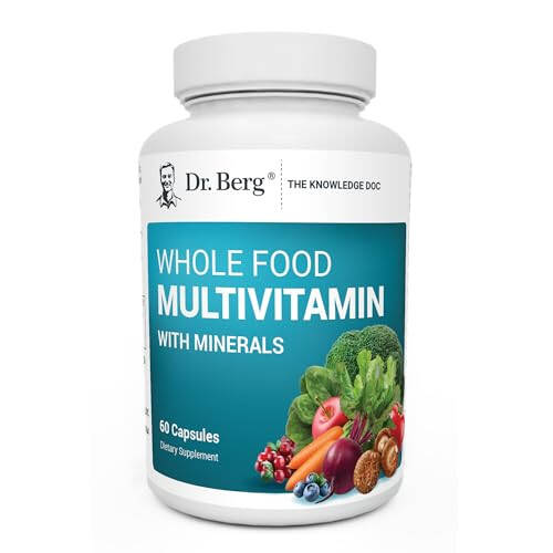 Dr. Berg Whole Food Multivitamin with Minerals - Daily Multivitamin for Men and Women - Includes Premium Whole Food Fruits and Vegetable Blend with Folate, Alpha-lipoic Acid and More - 60 Capsules - 1