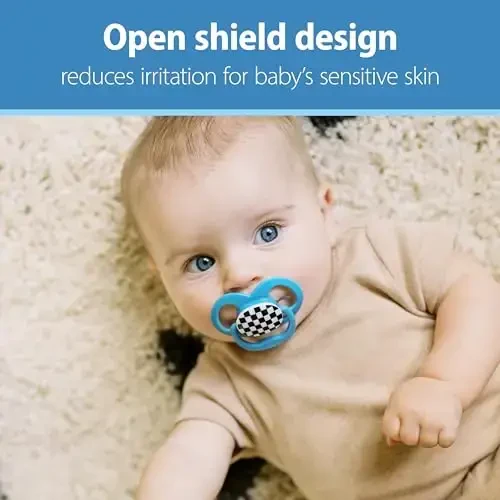 Dr. Brown's Advantage Baby Pacifier, Fully Symmetrical Soother with Soft Silicone Bulb, Scooter Squirrel, 6-18m, BPA Free, 2 Pack - 6