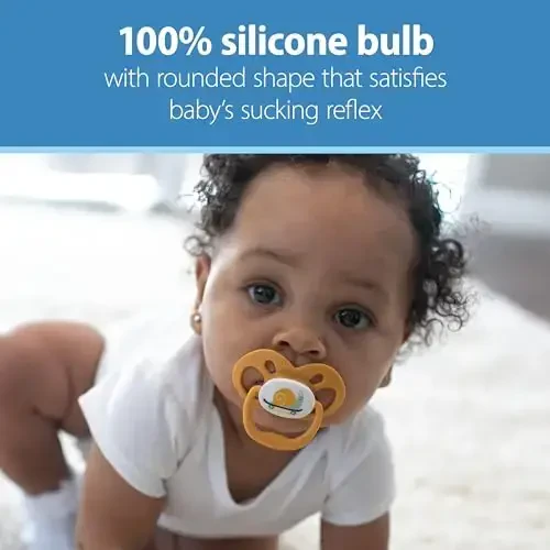 Dr. Brown's Advantage Baby Pacifier, Fully Symmetrical Soother with Soft Silicone Bulb, Scooter Squirrel, 6-18m, BPA Free, 2 Pack - 4