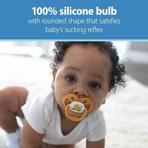 Dr. Brown's Advantage Baby Pacifier, Fully Symmetrical Soother with Soft Silicone Bulb, Scooter Squirrel, 6-18m, BPA Free, 2 Pack - 4