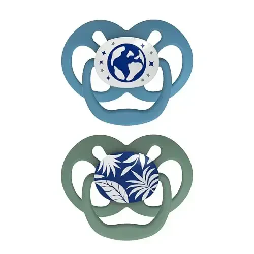 Dr. Brown's Advantage Glow-in-The-Dark Baby Pacifier, Fully Symmetrical Soother with Soft Silicone Bulb, Blue Nature, 6-18m, BPA Free, 2 Pack - DR. BROWN'S