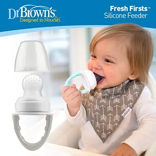 Dr. Brown's Designed to Nourish Fresh Firsts Silicone Feeder, Grey, 1-Pack - 3