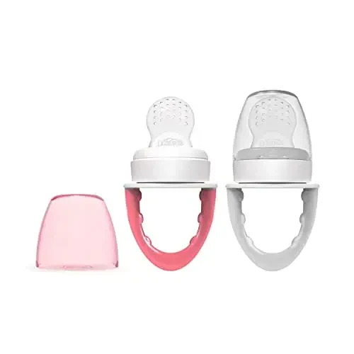 Dr. Brown's Fresh First Silicone Feeder, Pink & Grey, 2 Count - DR. BROWN'S