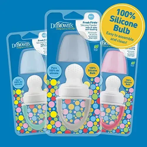 Dr. Brown's Fresh First Silicone Feeder, Pink & Grey, 2 Count - 2