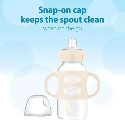Dr. Brown's Wide-Neck Transitional Sippy Bottle with Silicone Handles 9 oz/270 mL, Ecru, 1-Pack - 4