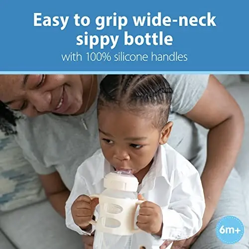 Dr. Brown's Wide-Neck Transitional Sippy Bottle with Silicone Handles 9 oz/270 mL, Ecru, 1-Pack - DR. BROWN'S (1)