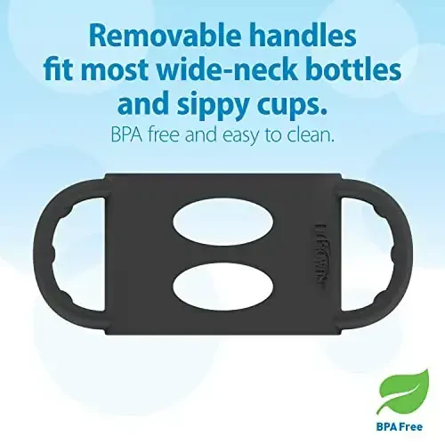 Dr. Brown's Wide-Neck Transitional Sippy Bottle with Silicone Handles 9 oz/270 mL, Black, 1-Pack - 4