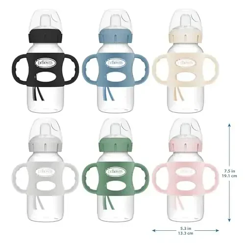 Dr. Brown's Wide-Neck Transitional Sippy Bottle with Silicone Handles 9 oz/270 mL, Black, 1-Pack - 6