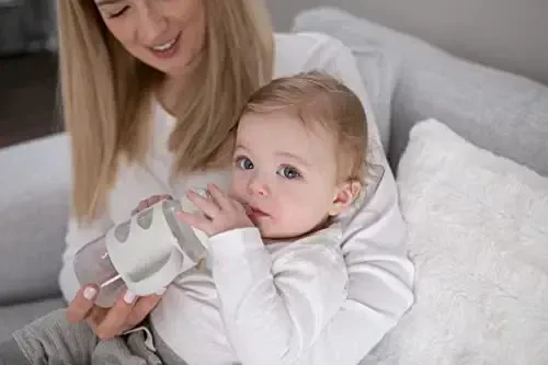 Dr. Brown's Wide-Neck Transitional Sippy Bottle with Silicone Handles 9 oz/270 mL, Gray, 1-Pack - 5