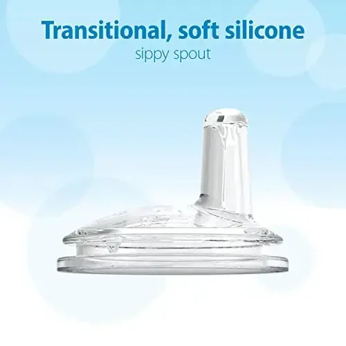 Dr. Brown's Milestones Wide-Neck Sippy Spout Bottle with 100% Silicone Handles, Easy-Grip Handles with Soft Sippy Spout, 9oz/270mL, Gray, 1-Pack, 6m+ - 4