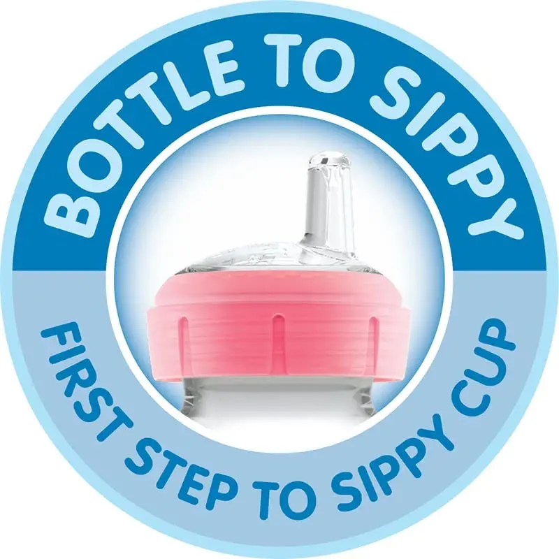 Dr. Brown's Wide-Neck Transitional Sippy Bottle with Silicone Handles 9 oz/270 mL, Green, 1-Pack - 6