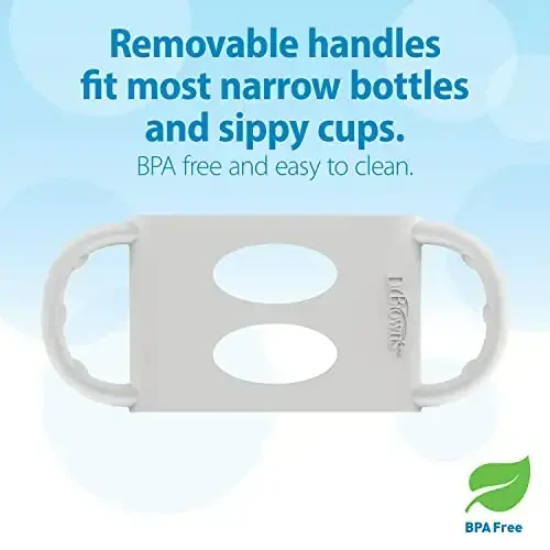 Dr. Brown's Milestones Wide-Neck Sippy Spout Bottle with 100% Silicone Handles, Easy-Grip Handles with Soft Sippy Spout, 9oz/270mL, Light-Blue & Gray, 2-Pack, 6m+ - 5