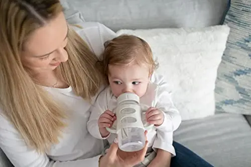 Dr. Brown's Milestones Wide-Neck Sippy Spout Bottle with 100% Silicone Handles, Easy-Grip Handles with Soft Sippy Spout, 9oz/270mL, Gray, 1-Pack, 6m+ - 6