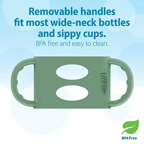 Dr. Brown's Milestones Wide-Neck Sippy Spout Bottle with 100% Silicone Handles, Easy-Grip Handles with Soft Sippy Spout, 9oz/270mL, Green, 1-Pack, 6m+ - 4