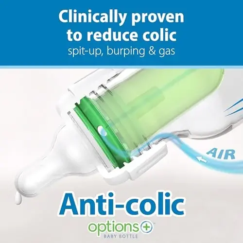 Dr. Brown's Natural Flow Anti-Colic Options+ Narrow Baby Bottle, 4 oz/120 mL, with Level 1 Slow Flow Nipple, Pink, 0m+, 4 Pack 