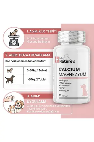 Dr. Natures Dog Calcium Magnesium Joint Support Supplement (75 Tablets) - 5