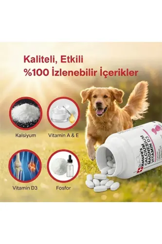 Dr. Natures Itlar uchun Kalsiy Magniy Bo'g'imlarni Qo'llab-quvvatlovchi Oziq-ovqat Qo'shimchasi (75 ta tabletka) - 3