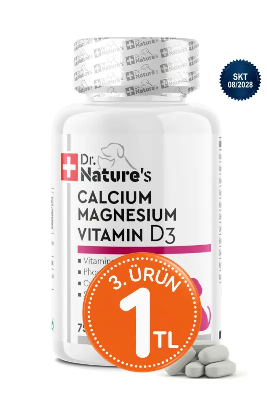 Dr. Natures Itlar uchun Kalsiy Magniy Bo'g'imlarni Qo'llab-quvvatlovchi Oziq-ovqat Qo'shimchasi (75 ta tabletka) - DR. NATURE'S
