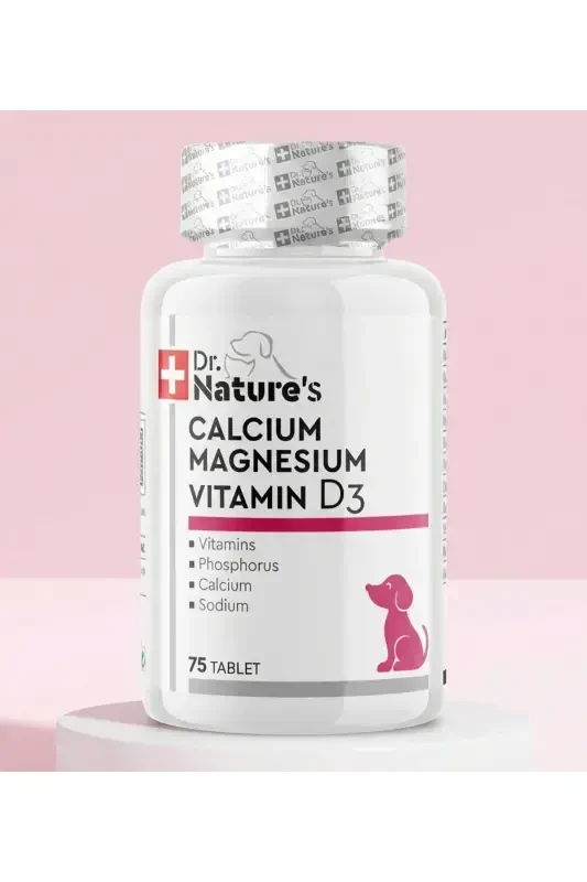 Calcium Magnesium D3 | Köpekler İçin Kemik & Diş Sağlığı Desteği (75 Tablet) - DR. NATURE'S