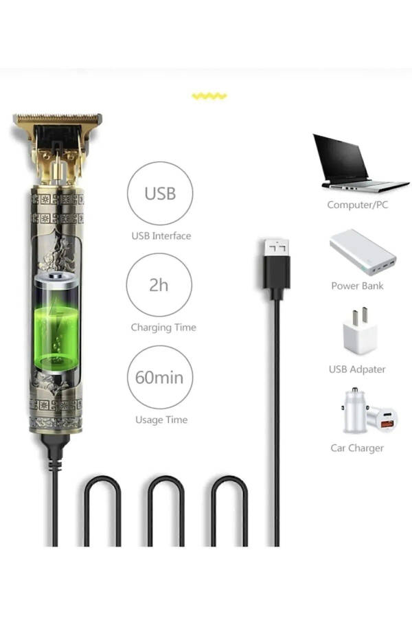 Dragon Çelik Kasa Profesyonel Saç Sakal Ense Çizim Tüm Vücut Tüyü Lazer Öncesi Tıraş Makinesi. - 14