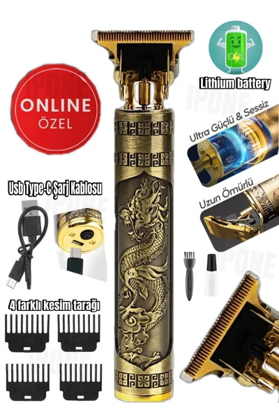Dragon Çelik Kasa Profesyonel Saç Sakal Ense Çizim Tüm Vücut Tüyü Lazer Öncesi Tıraş Makinesi. - 10