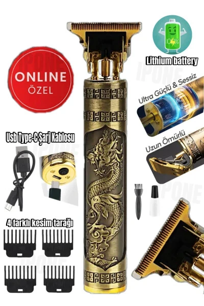 Dragon Çelik Kasa Profesyonel Saç Sakal Ense Çizim Tüm Vücut Tüyü Lazer Öncesi Tıraş Makinesi. - IPONE (1)