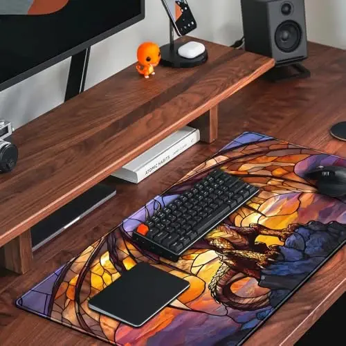 Dragon Desk Mat Large Mouse Pad XXL Extended Gaming, Gamer Gift Play Mat Desk Mousepad with Stitched Edges, Keyboard Mouse Mat for Work Game Office 31.5x15.7 in-Gift for Boyfriend or Son - 5